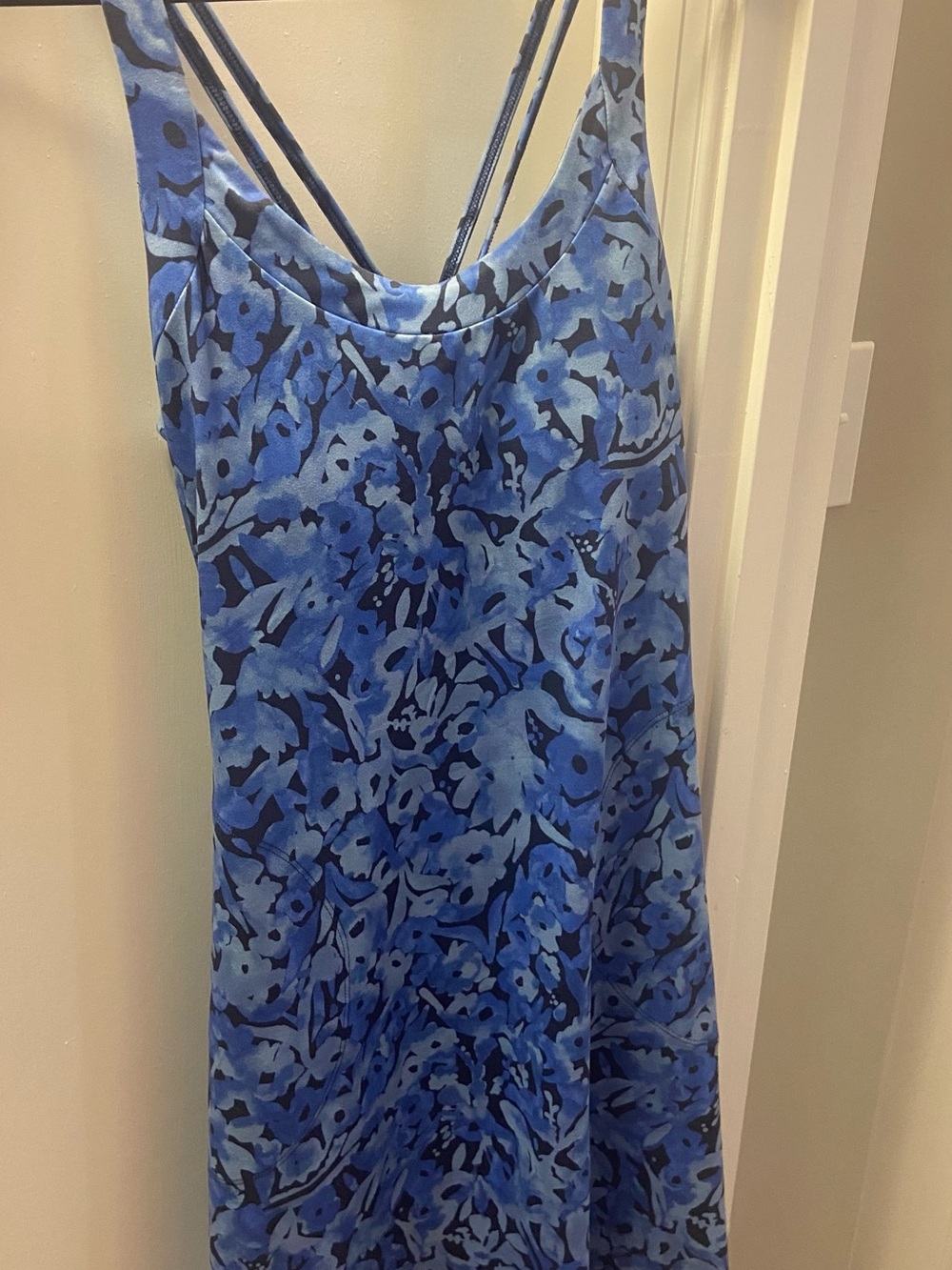 Title Nine Blue Floral Slip Dress with Navy Trim